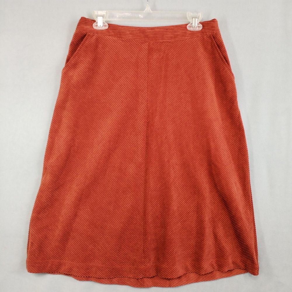 Prologue Size 10‎ Skirt Rust Orange Corduroy Midi Pockets A Line Zippered